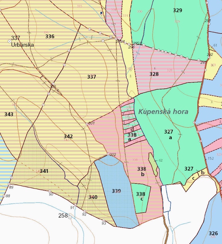 Kupenská Hora - porastová mapa